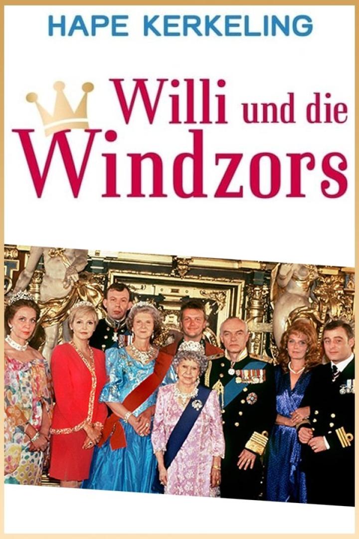 Das Cover von Hape Kerkelings „Willi und die Windzors“ mit den Darstellern in Kostümen.