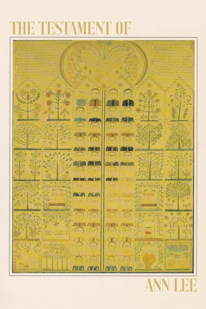 Das Kunstwerk „The Testament Of“ von Ann Lee zeigt stilisierte Figuren und Bäume in Gelbtönen.