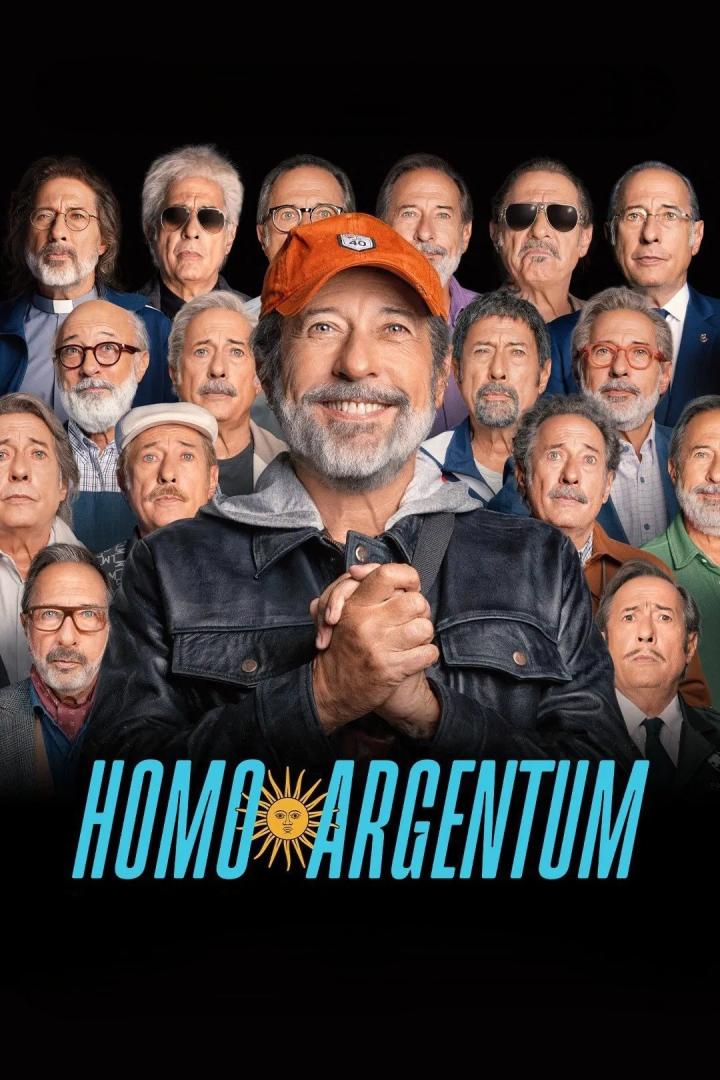 Das Filmplakat für „Homo Argentum“ zeigt einen Mann umgeben von vielen Versionen seiner selbst.