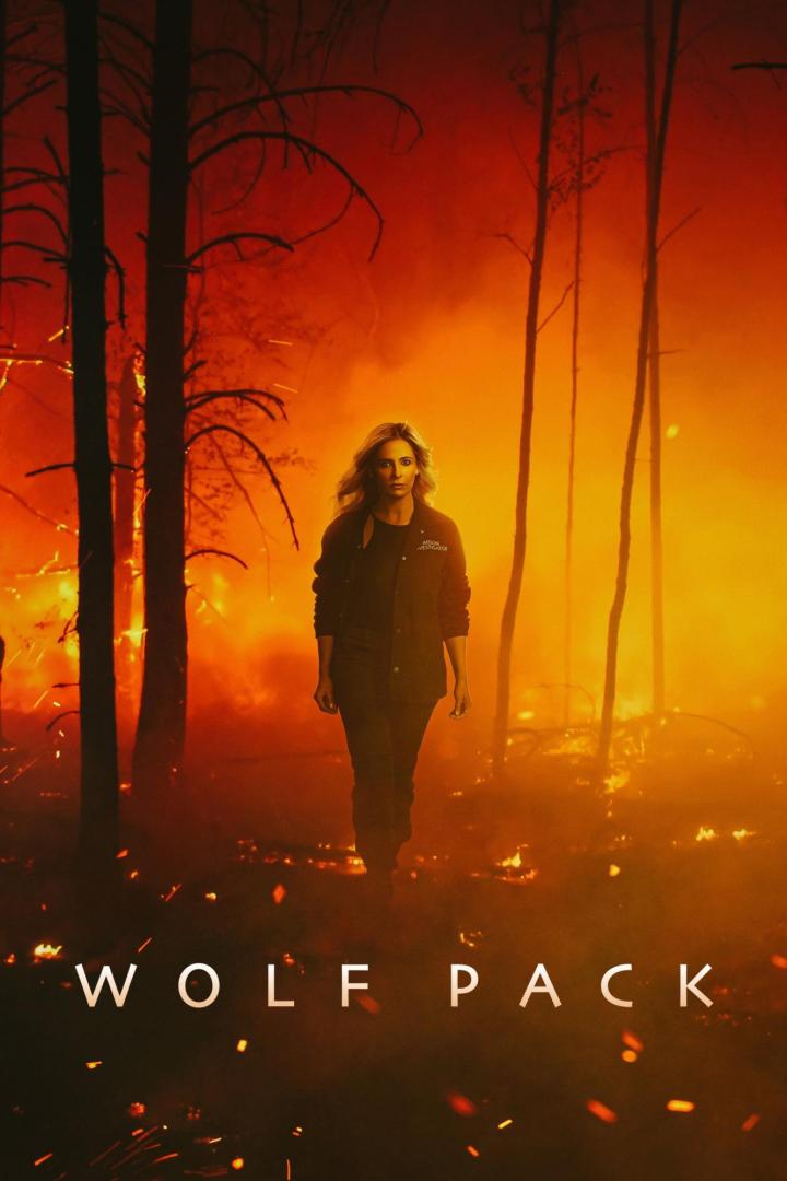 Sarah Michelle Gellar als Brandermittlerin in „Wolf Pack“ vor einem Waldbrand.