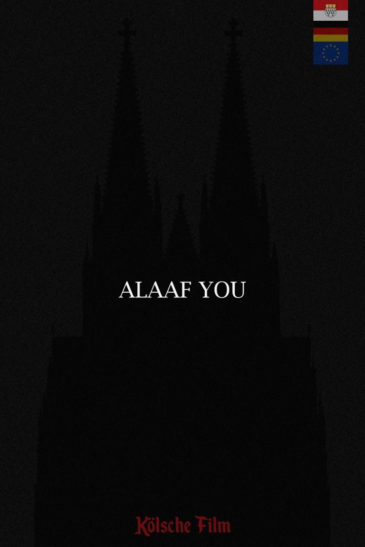 Silhouette des Kölner Doms mit dem Schriftzug „Alaaf You“ und „Kölsche Film“.
