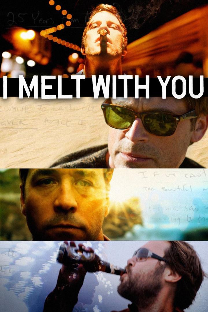 Das Filmplakat für „I Melt With You“ zeigt vier Männer in verschiedenen Einstellungen.