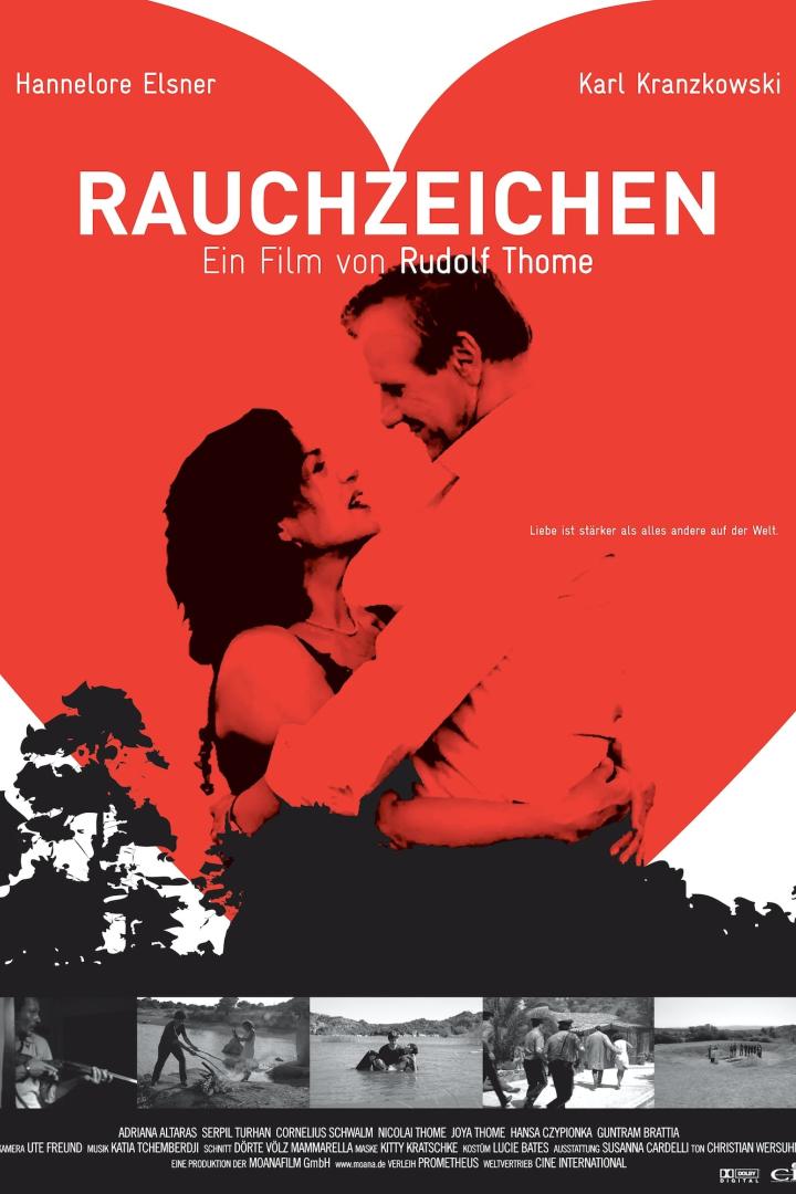 Das Filmplakat für „Rauchzeichen“ mit Hannelore Elsner und Karl Kranzkowski.