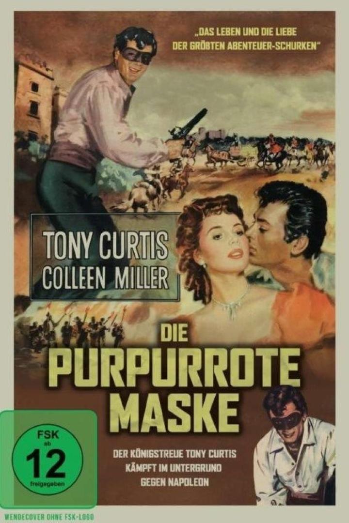 Das Filmplakat für „Die purpurrote Maske“ mit Tony Curtis und Colleen Miller.