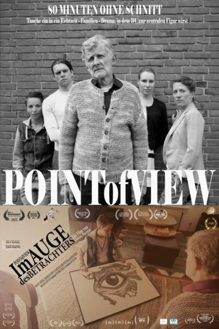 Das Filmplakat für „Point of View“ zeigt eine Gruppe von Personen und ein gezeichnetes Auge.