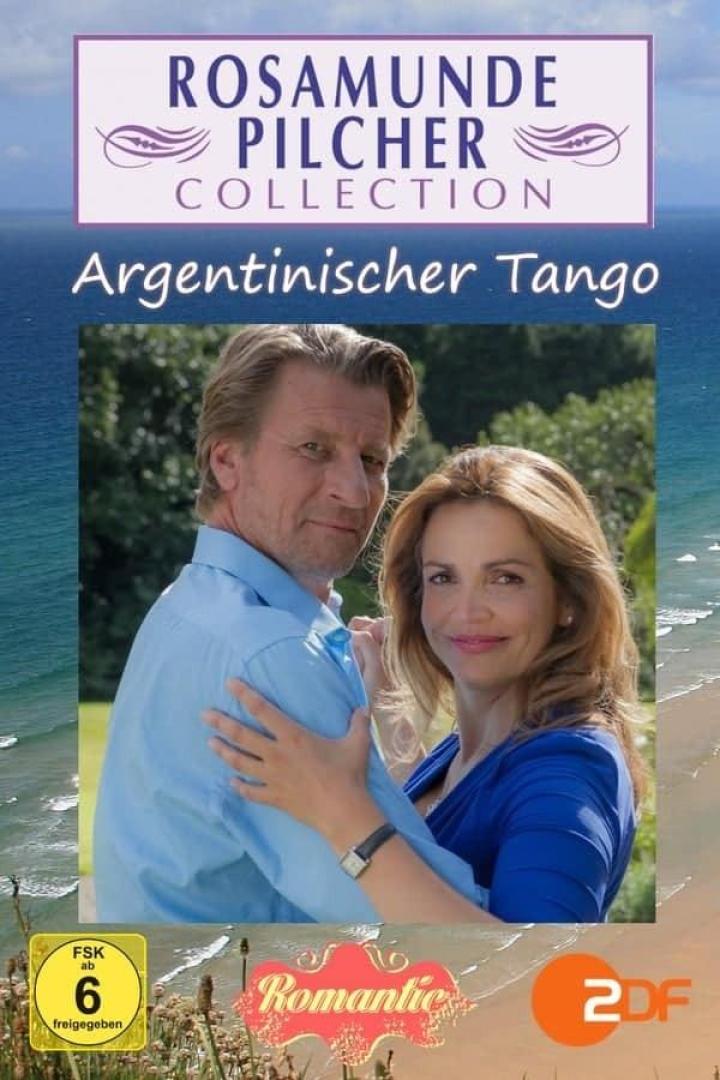 Das Cover des Films „Argentinischer Tango“ aus der Rosamunde Pilcher Collection zeigt ein Paar vor einer Küstenlandschaft.