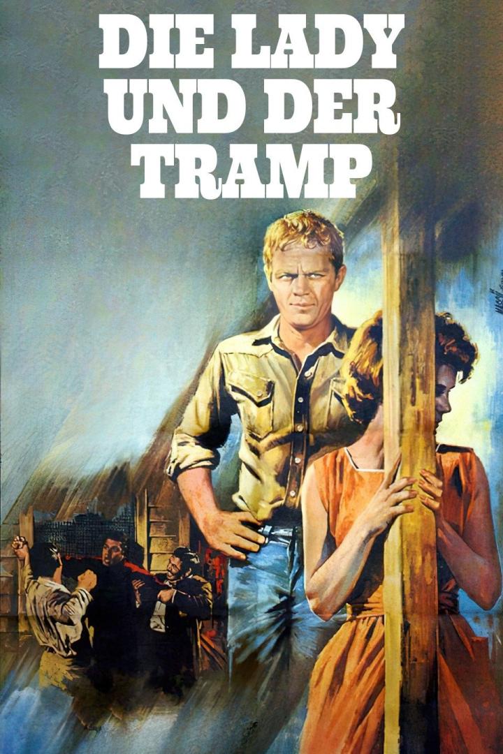 Das Filmplakat für „Die Lady und der Tramp“ zeigt Steve McQueen und Ali MacGraw vor einer Kampfszene.
