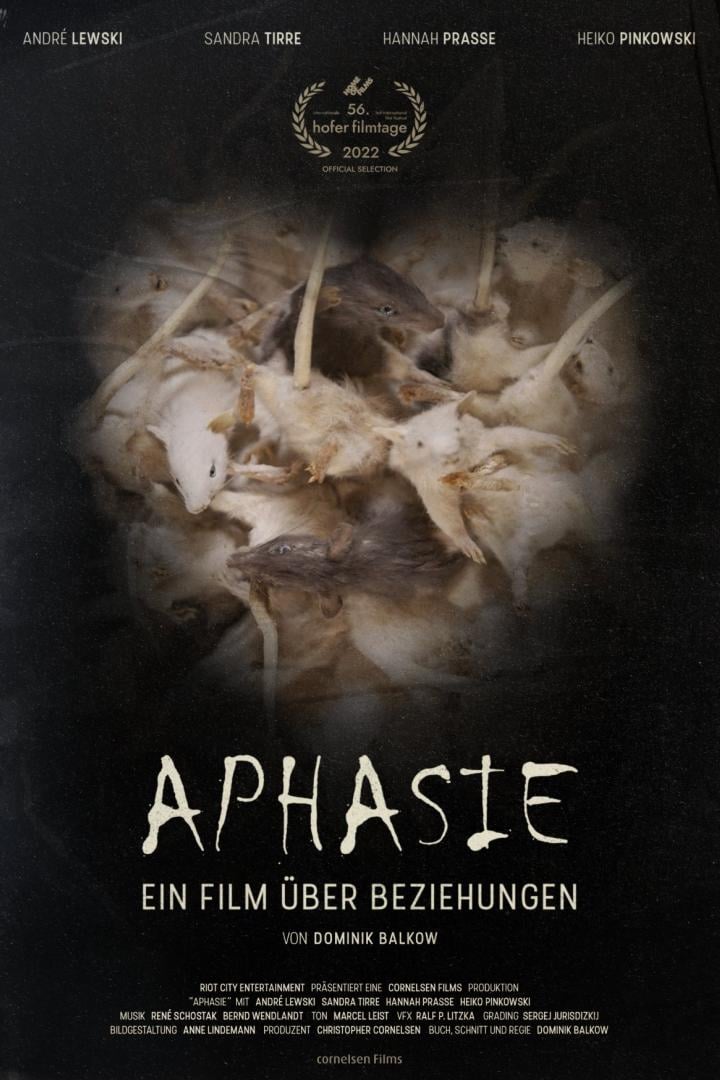 Das Filmplakat für „Aphasie“ zeigt eine Nahaufnahme von toten Mäusen.