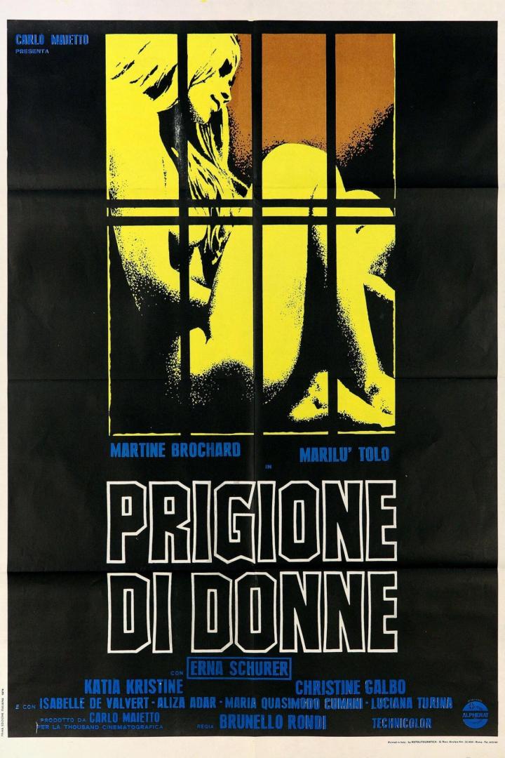 Das Filmplakat für „Prigione di donne“ zeigt stilisierte Frauenfiguren hinter Gittern.