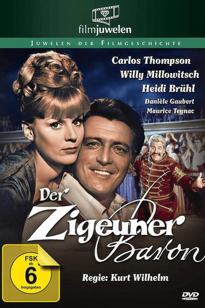 Das Filmplakat für „Der Zigeunerbaron“ mit Carlos Thompson, Willy Millowitsch und Heidi Brühl.