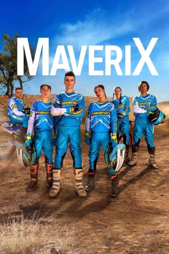 Die Besetzung der Fernsehserie „Maverix“ steht vor einer Wüstenlandschaft.