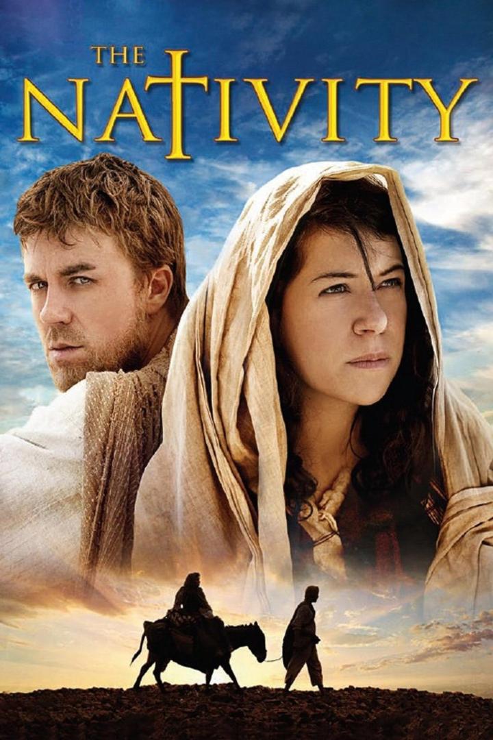 Das Filmplakat für „The Nativity Story“ zeigt Maria und Josef vor einem blauen Himmel.