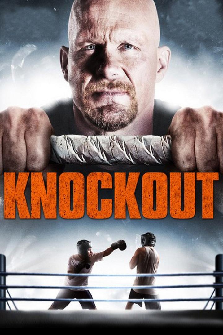 Das Filmplakat für „Knockout“ zeigt einen Boxer und zwei Kämpfer im Ring.