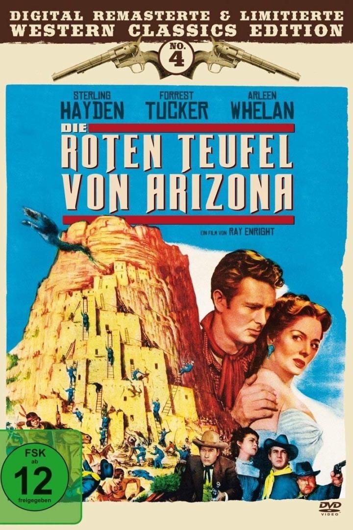 Das Filmplakat für „Die roten Teufel von Arizona“ zeigt eine Westernszene.