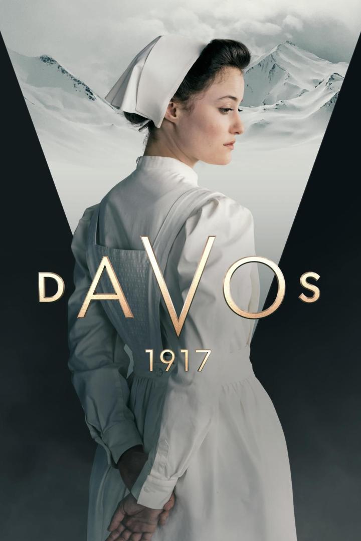Das Poster für „Davos 1917“ zeigt eine Krankenschwester vor einer Bergkulisse.