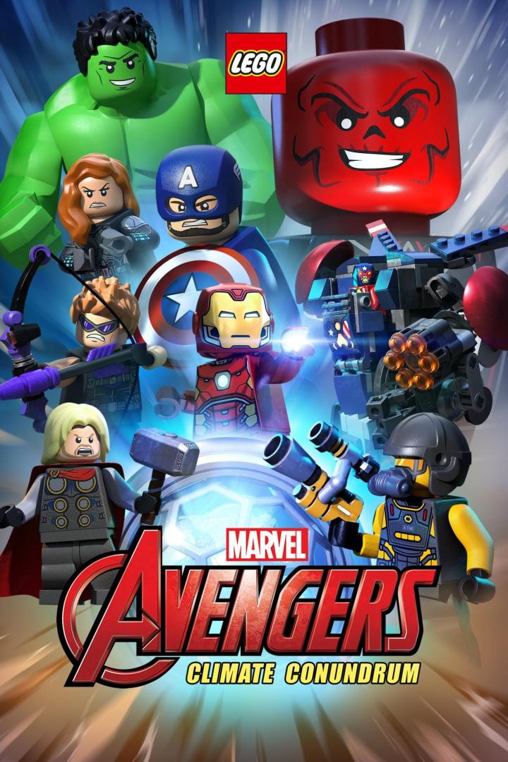 Das Poster für „Marvel Avengers: Climate Conundrum“ mit den Avengers als Lego-Figuren.