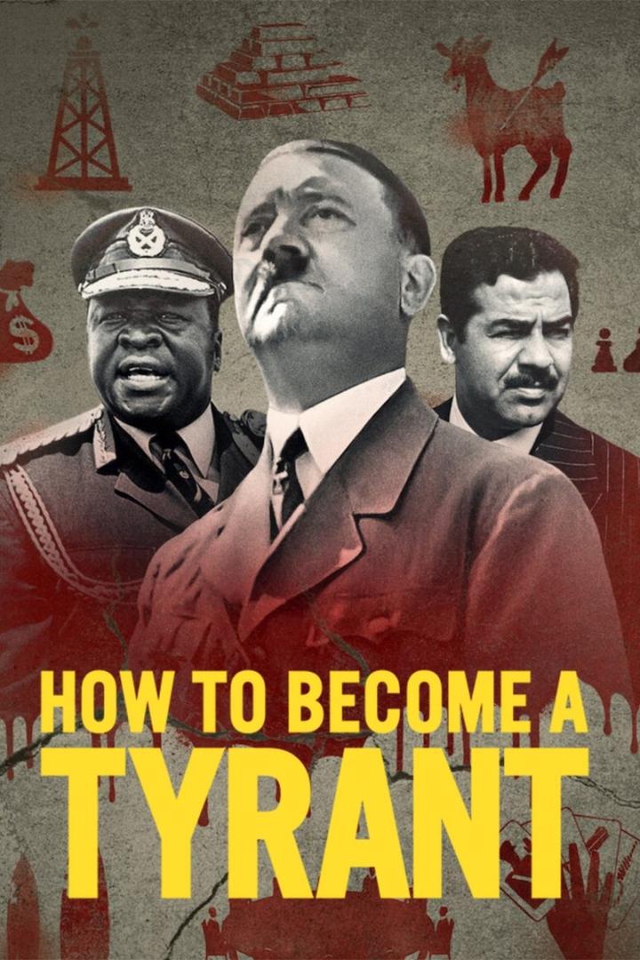Das Cover der Netflix-Serie „How to Become a Tyrant“ zeigt Diktatoren wie Hitler und Idi Amin.