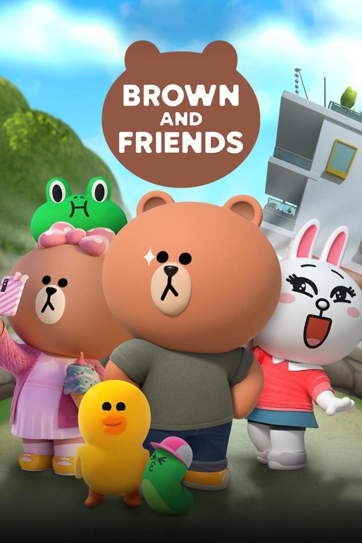 Die „Brown and Friends“-Charaktere posieren für ein Gruppenfoto.