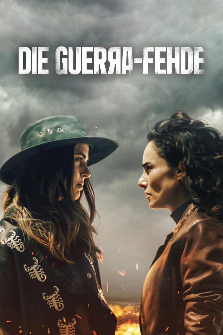 Das Filmplakat für „Die Guerra-Fehde“ zeigt zwei Frauen vor einem stürmischen Himmel.