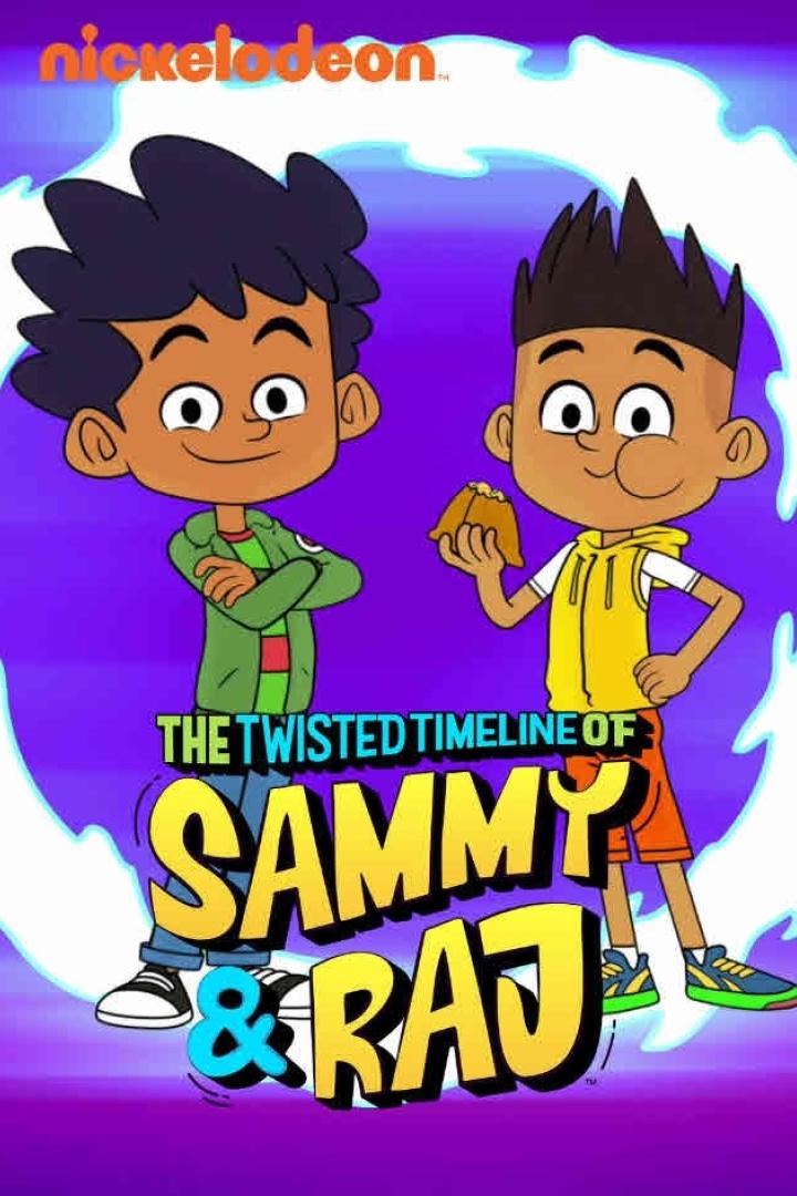 Das Poster für die Nickelodeon-Serie „The Twisted Timeline of Sammy & Raj“.