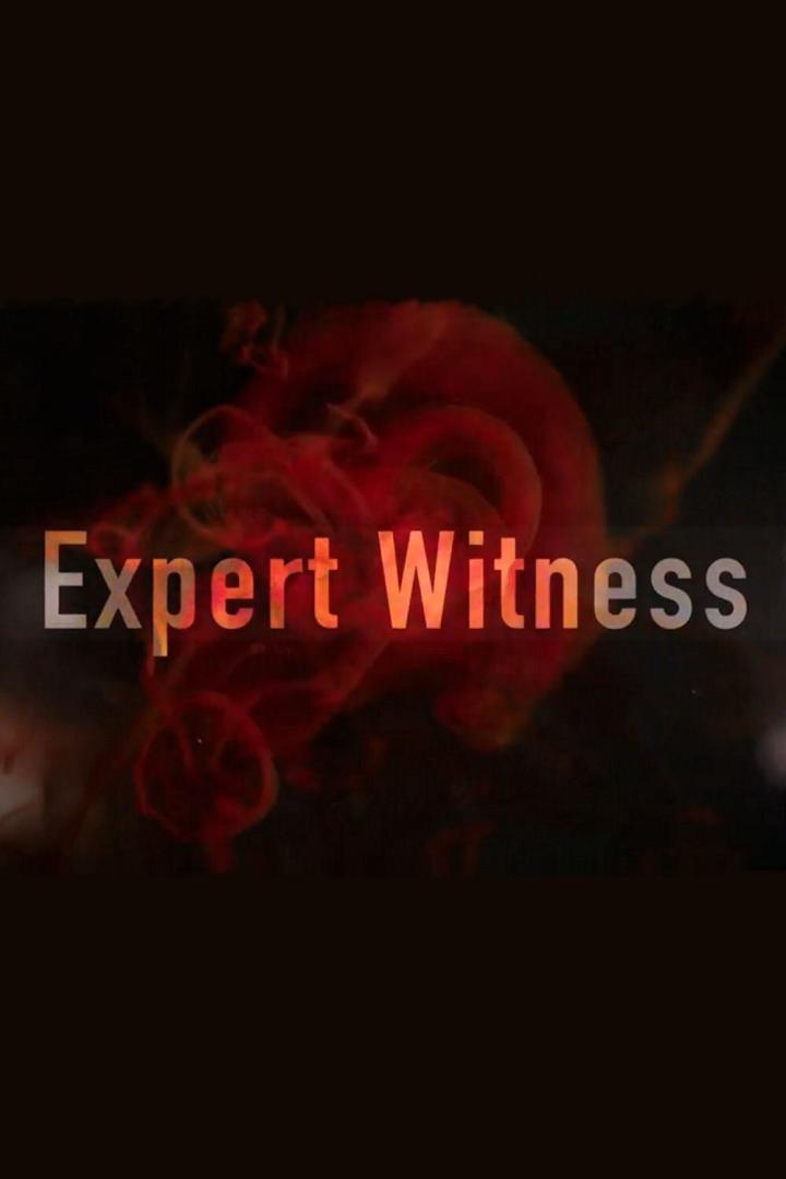 Der Titel „Expert Witness“ vor einem dunklen Hintergrund mit roter Rauchwolke.