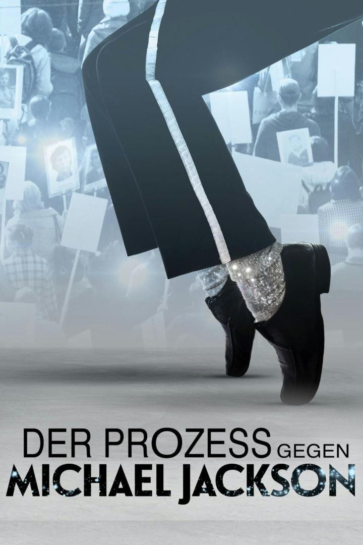 Das Cover für „Der Prozess gegen Michael Jackson“ zeigt seine Füße und Protestierende im Hintergrund.