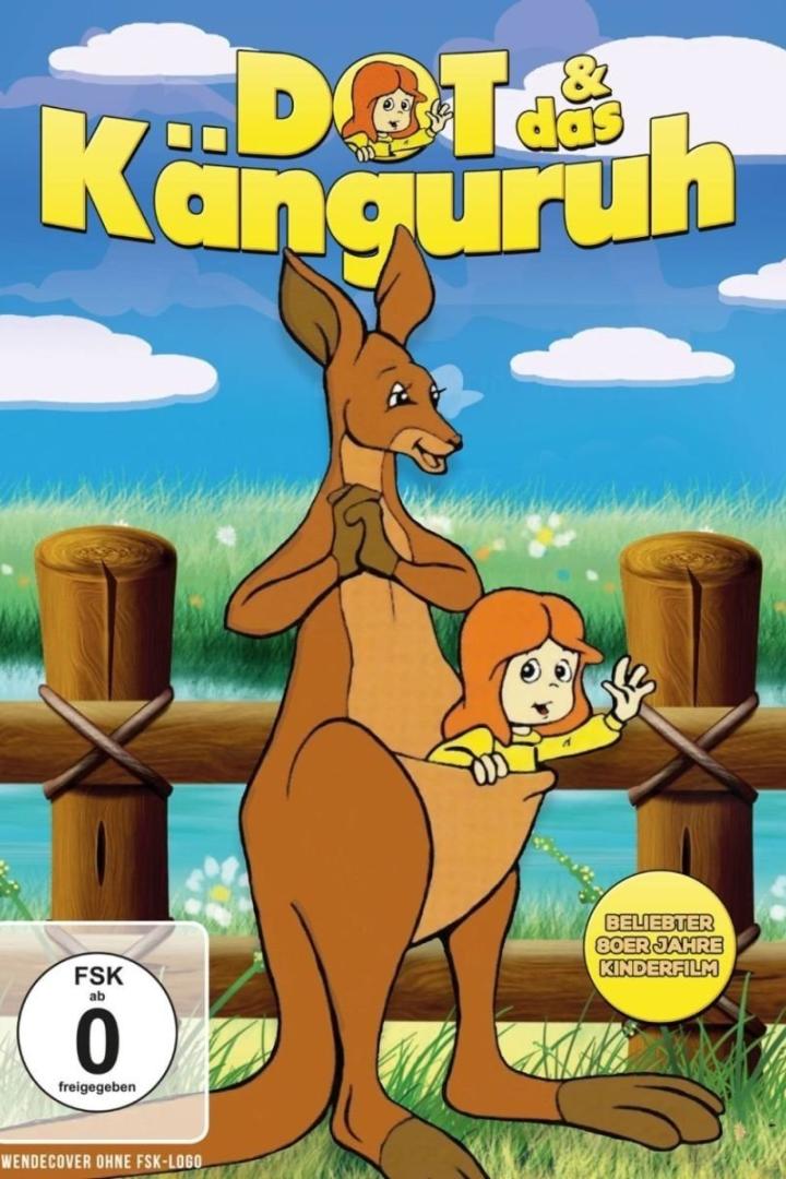 Das Cover des Kinderfilms „Dot & das Känguruh“ mit einem Känguru und einem kleinen Mädchen.