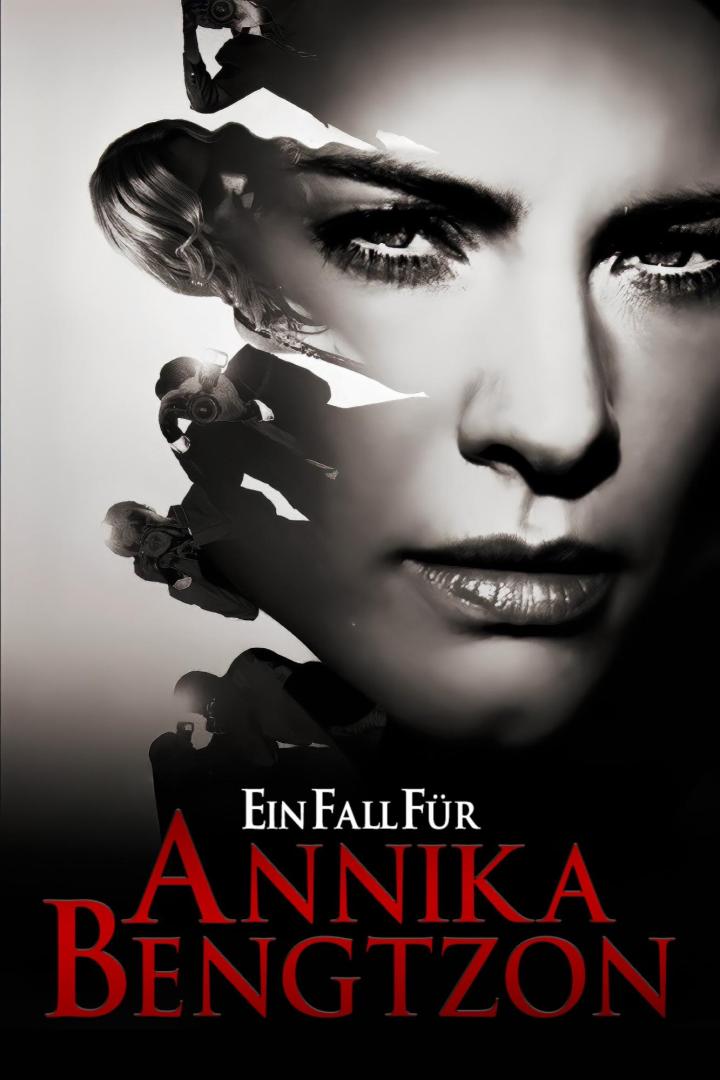 Das Cover von „Ein Fall für Annika Bengtzon“ zeigt das Gesicht einer Frau und Fotografen.
