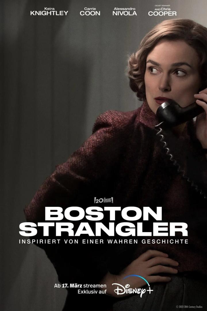 Das Filmplakat für „Boston Strangler“ zeigt Keira Knightley am Telefon.