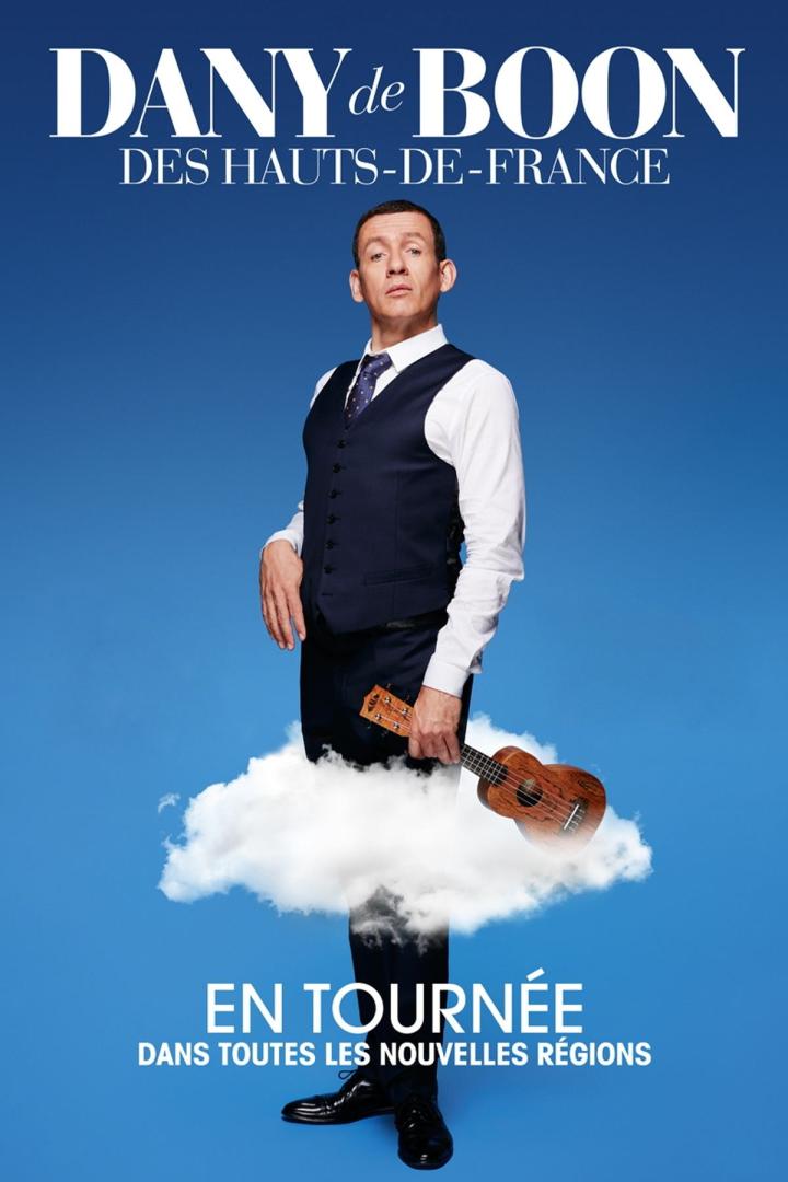 Dany de Boon steht auf einer Wolke und hält eine Ukulele.