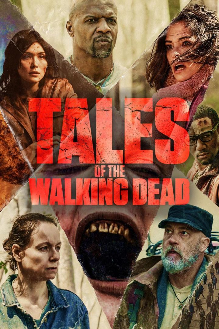 Das Filmplakat für „Tales of the Walking Dead“ zeigt eine Collage von Charakteren und einem Zombie.