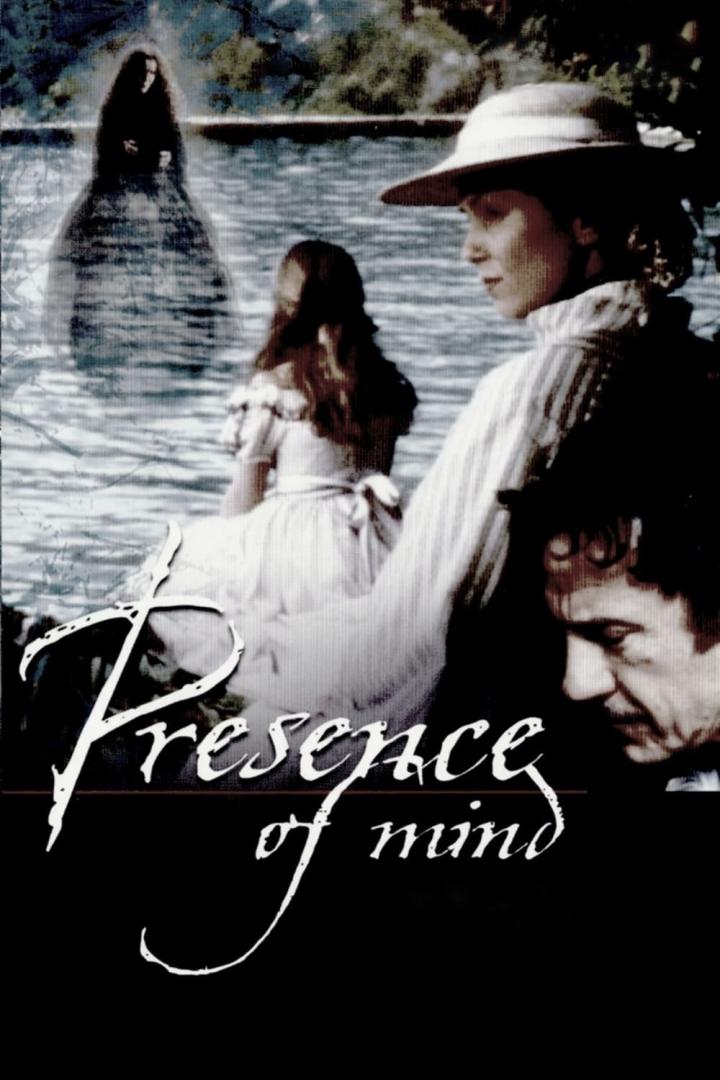 Das Filmplakat für „Presence of Mind“ zeigt eine Frau, ein Mädchen und einen Mann an einem See, in dem eine geisterhafte Gestalt steht.