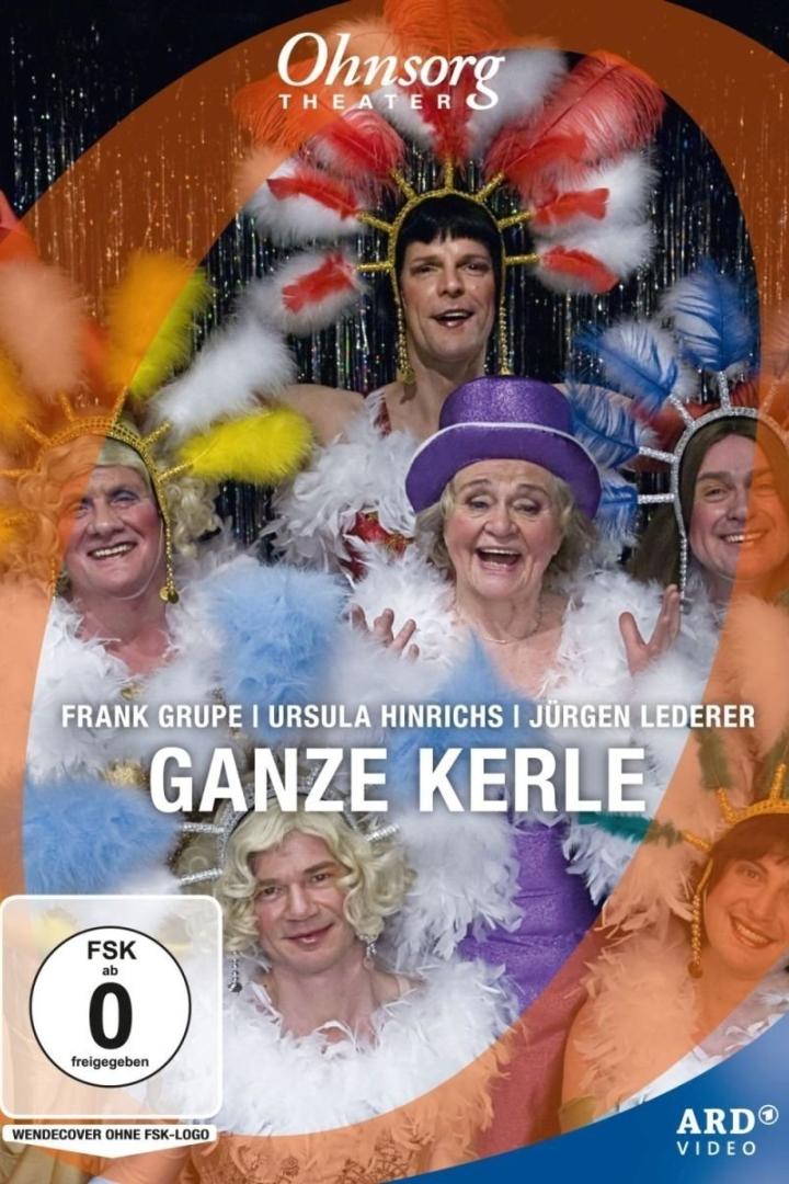 Das Cover des Ohnsorg-Theaterstücks „Ganze Kerle“ mit Frank Grupe, Ursula Hinrichs und Jürgen Lederer.