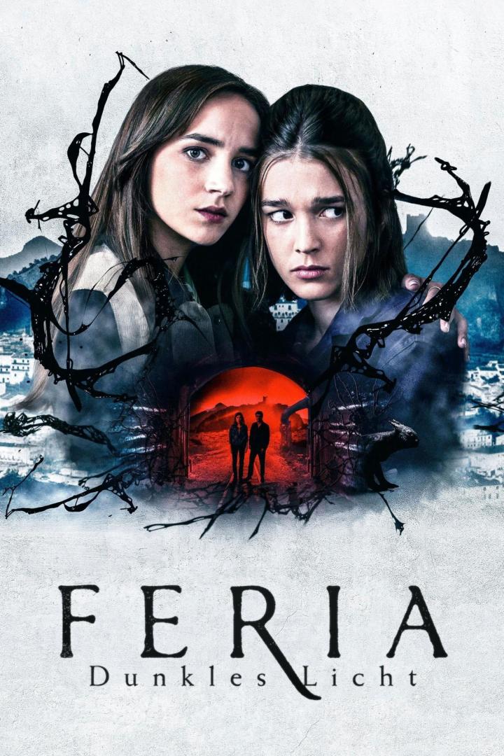 Das Filmplakat für „Feria: Dunkles Licht“ zeigt zwei junge Frauen vor einer unheimlichen Landschaft.
