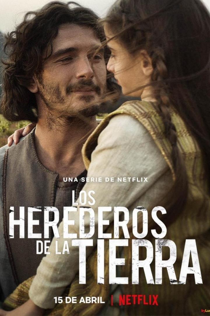 Ein Mann und ein Mädchen umarmen sich auf dem Filmplakat zu „Los herederos de la tierra“.