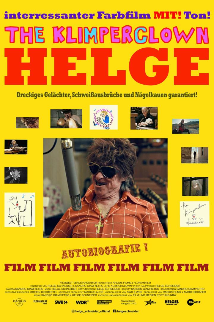 Das Filmplakat für „The Klimperclown“ mit Helge Schneider im Vordergrund.