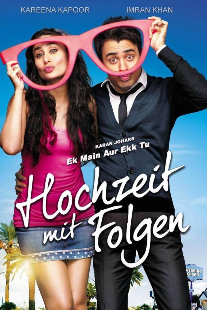 Das Filmplakat für „Hochzeit mit Folgen“ zeigt Kareena Kapoor und Imran Khan mit übergroßen Brillen.