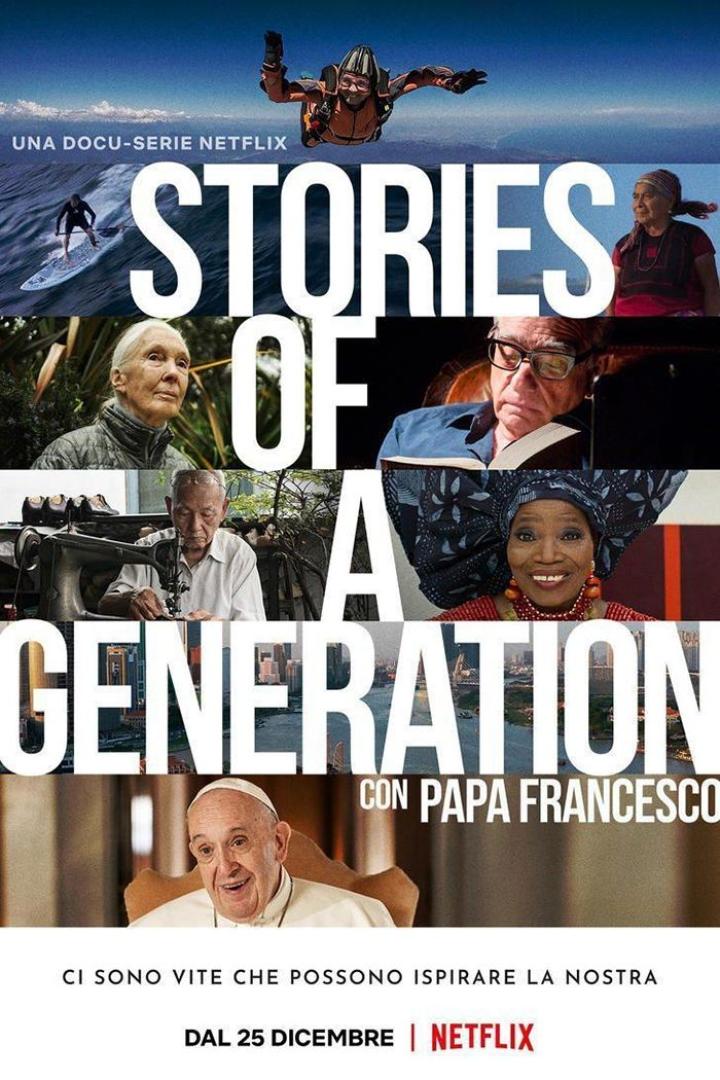 Das Poster für die Netflix-Dokumentation „Stories of a Generation“ mit Papst Franziskus.