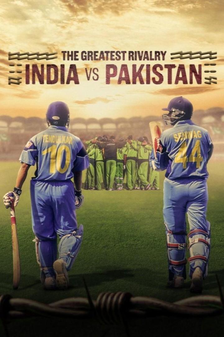 Das Poster für „The Greatest Rivalry: India vs Pakistan“ zeigt zwei Cricketspieler mit Blick auf die pakistanische Mannschaft.