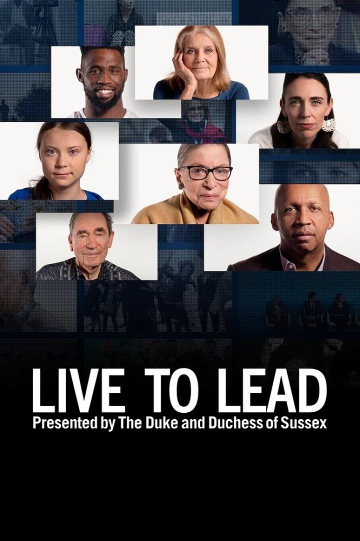 Das Cover von „Live to Lead“, präsentiert von dem Herzog und der Herzogin von Sussex, zeigt Porträts verschiedener Führungspersönlichkeiten.