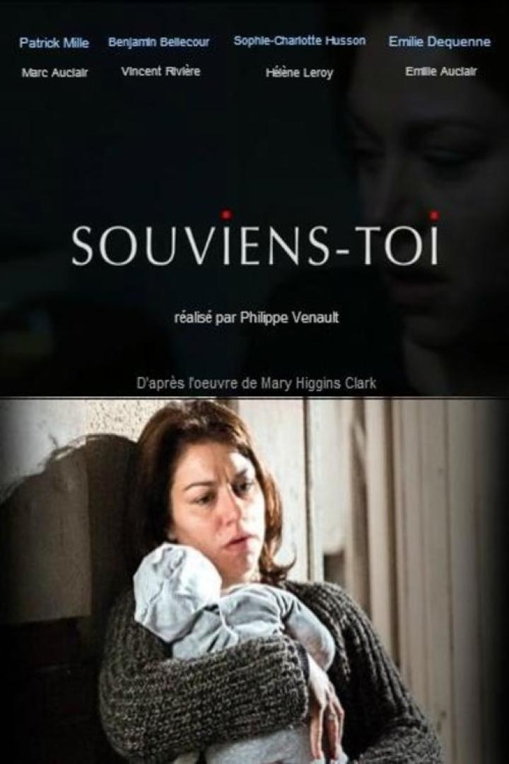 Eine Frau hält ein Baby im Arm, Filmposter von „Souviens-toi“.