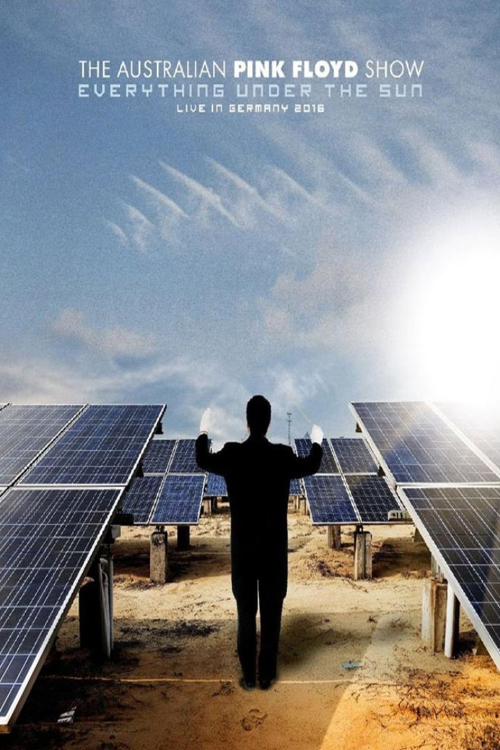 Ein Dirigent steht vor einer Reihe von Solarmodulen unter einem bewölkten Himmel.