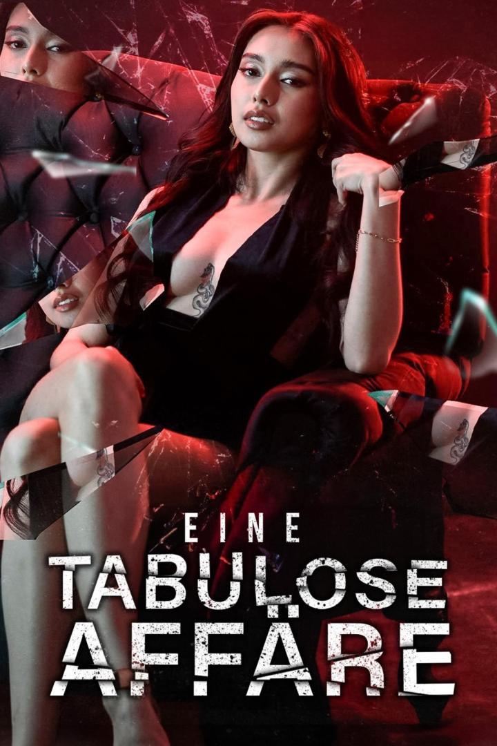 Eine Frau sitzt in einem Sessel, im Vordergrund der Titel „Eine tabulose Affäre“.