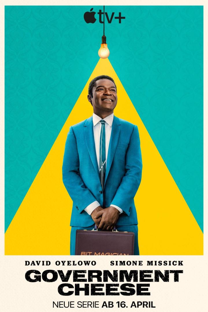 Das Poster für die Apple TV+ Serie „Government Cheese“ mit David Oyelowo als „Bit Magician“.