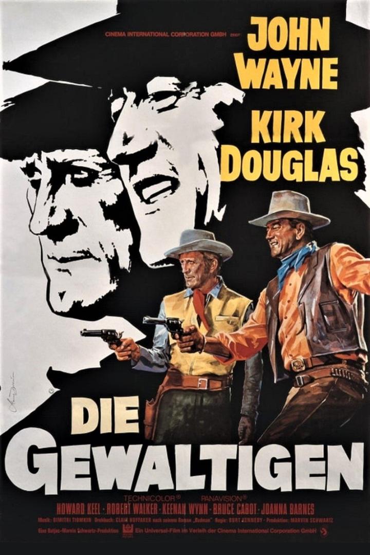 Das Filmplakat für „Die Gewaltigen“ mit John Wayne und Kirk Douglas.