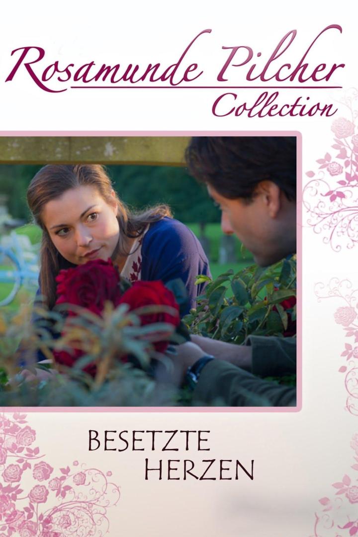 Das Cover des Rosamunde Pilcher Films „Besetzte Herzen“ zeigt ein Paar mit roten Rosen.
