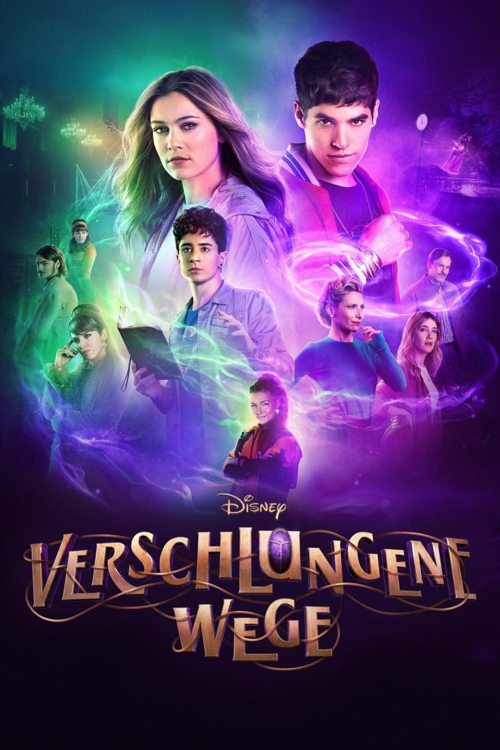 Das Filmplakat für „Verschlungene Wege“ zeigt eine Gruppe junger Schauspieler in einer magischen Umgebung.