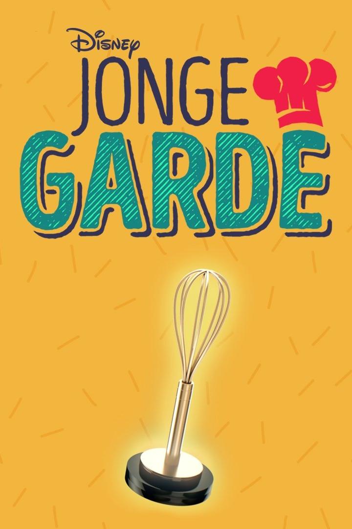 Das Plakat für „Jonge Garde“ auf Disney+ zeigt einen goldenen Schneebesen als Trophäe.