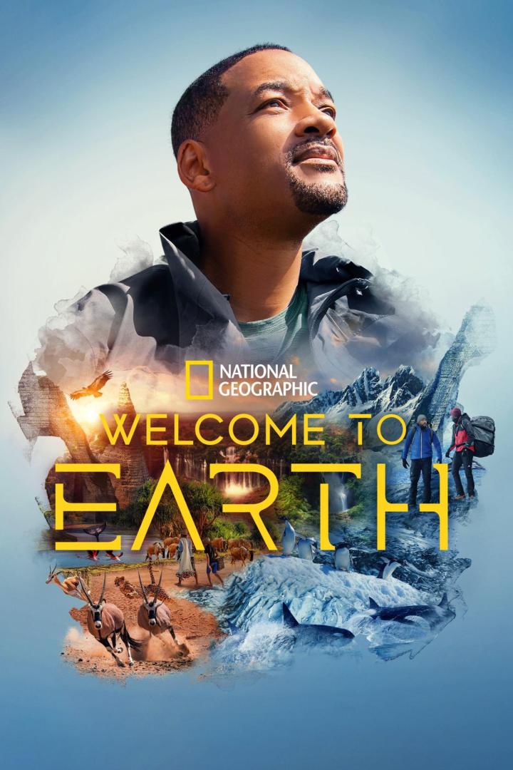 Das Poster für „Welcome to Earth“ mit Will Smith und verschiedenen Naturszenen.
