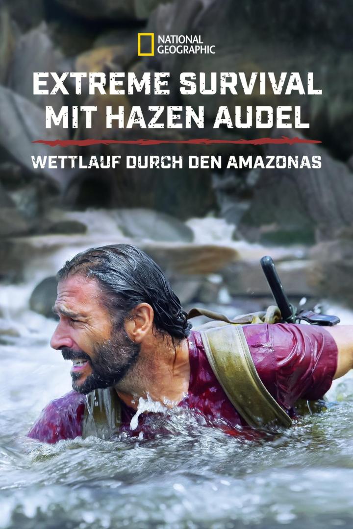 Hazen Audel schwimmt im Amazonas in einer Szene aus „Extreme Survival“.